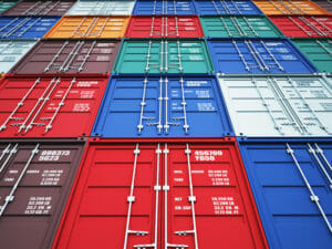 3d image of colorful container with shipping container paint